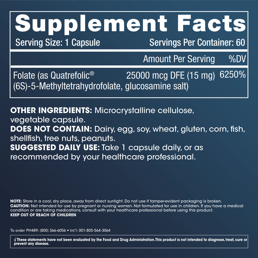 
                  
                    Methylfolate Featuring Quatrefolic Supplement Facts and Label Information
                  
                