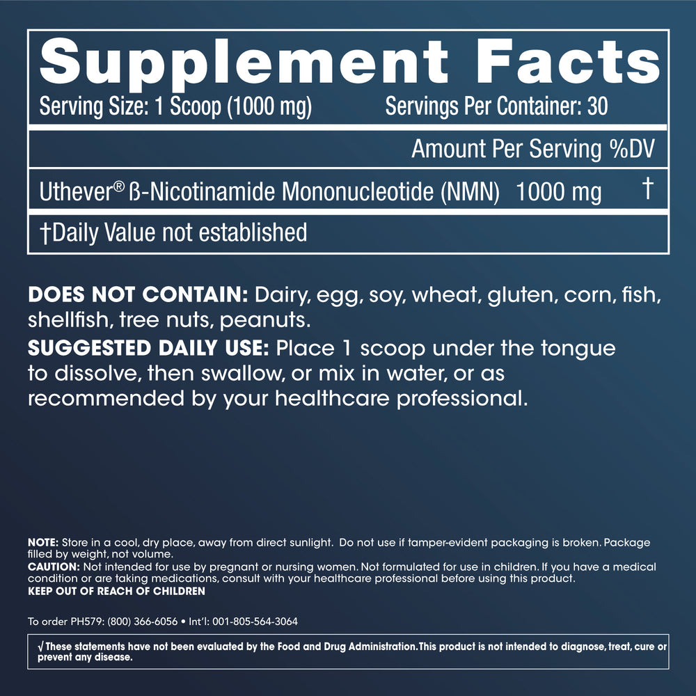 
                  
                    NMN Pro Powder 30 grams Supplement Facts and Label Information
                  
                