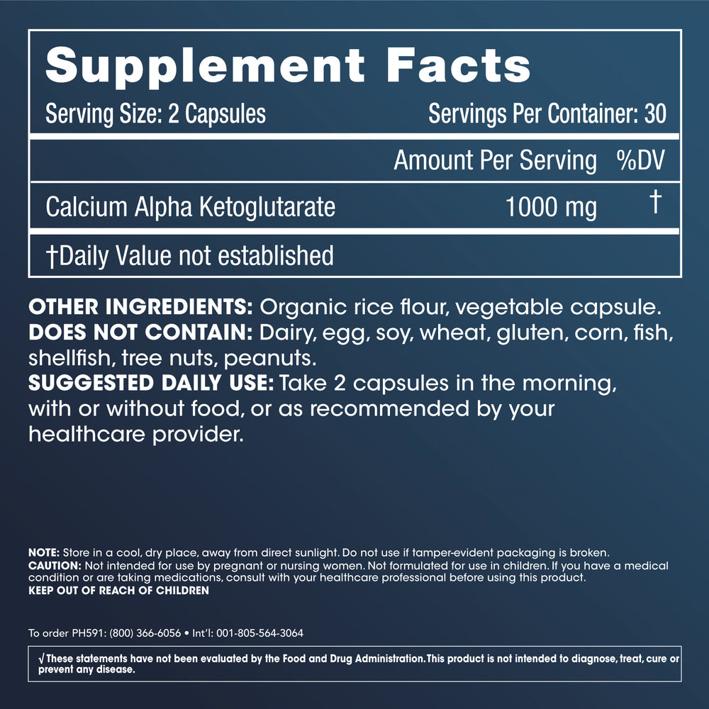 
                  
                    Calcium AKG Longevity Supplement Facts and Label Information
                  
                