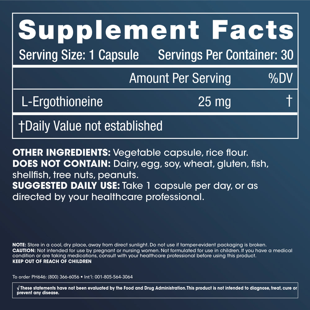 
                  
                    Ergothioneine Supplement Facts and Label Information
                  
                
