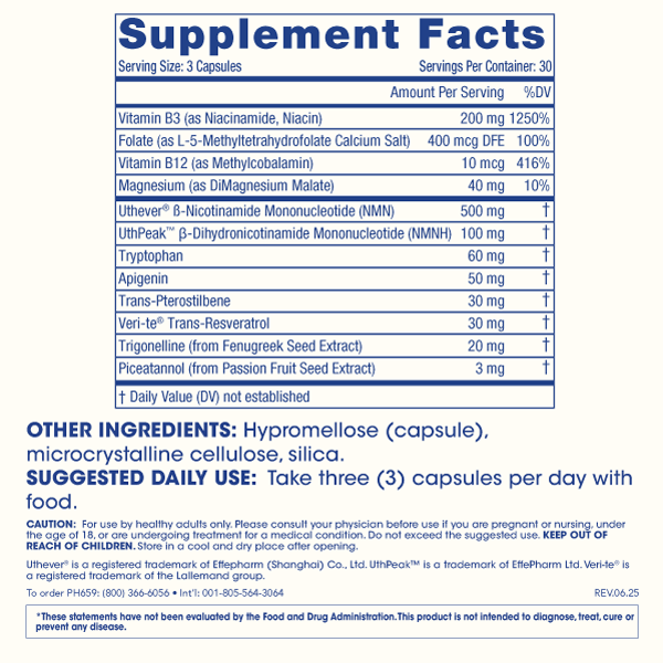 NAD+ Triple Boost  with NMN Supplement Facts Image
