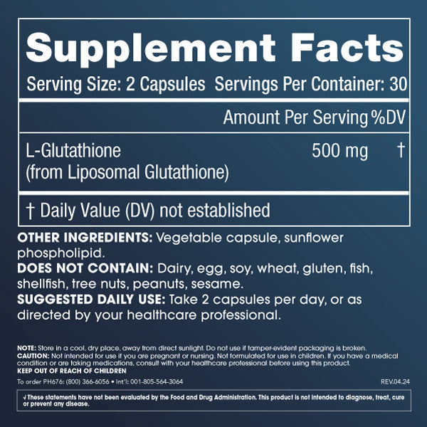 Liposomal Glutathione Supplement Facts and Label Information