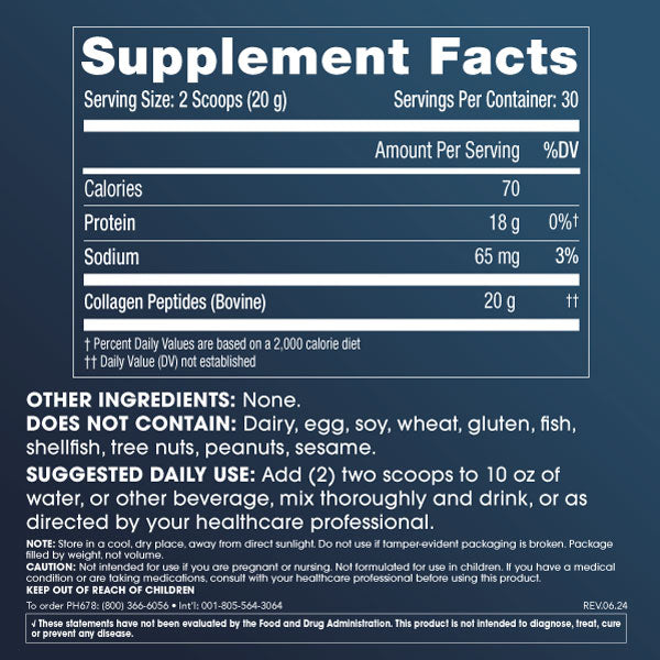 Pure Collagen Peptides Supplement Facts and Label Information