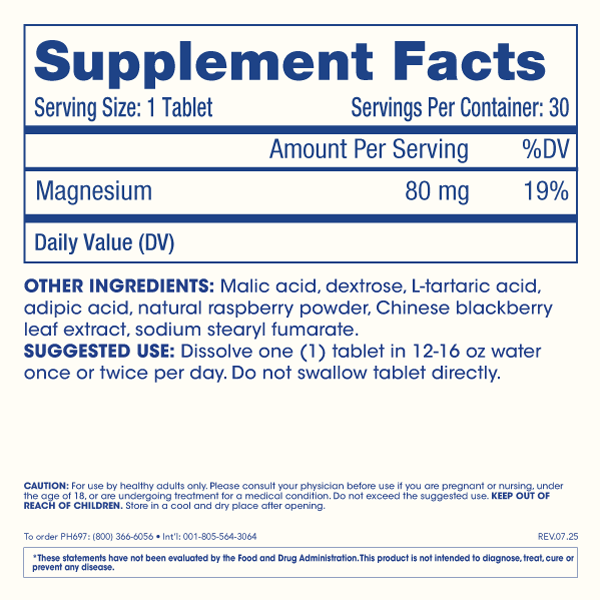 Molecular Hydrogen Longevity Water Tablets Supplement Facts