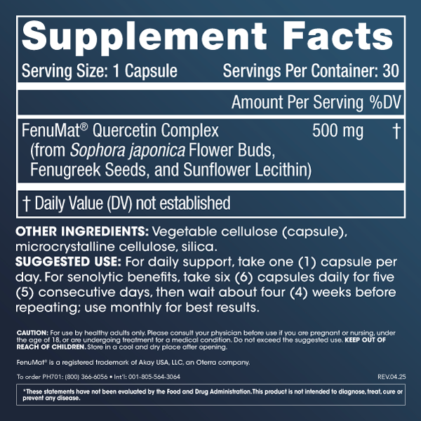Pure Quercetin Supplement Facts Image