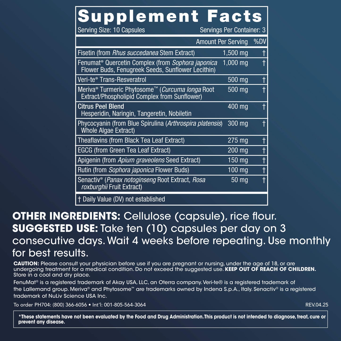 Rapid Reset Multi Senolytic supplement facts image