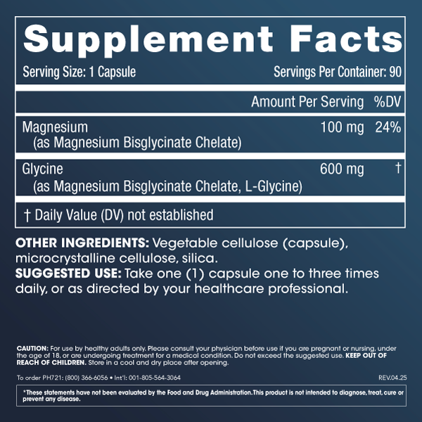 Magnesium Glycinate supplement facts image
