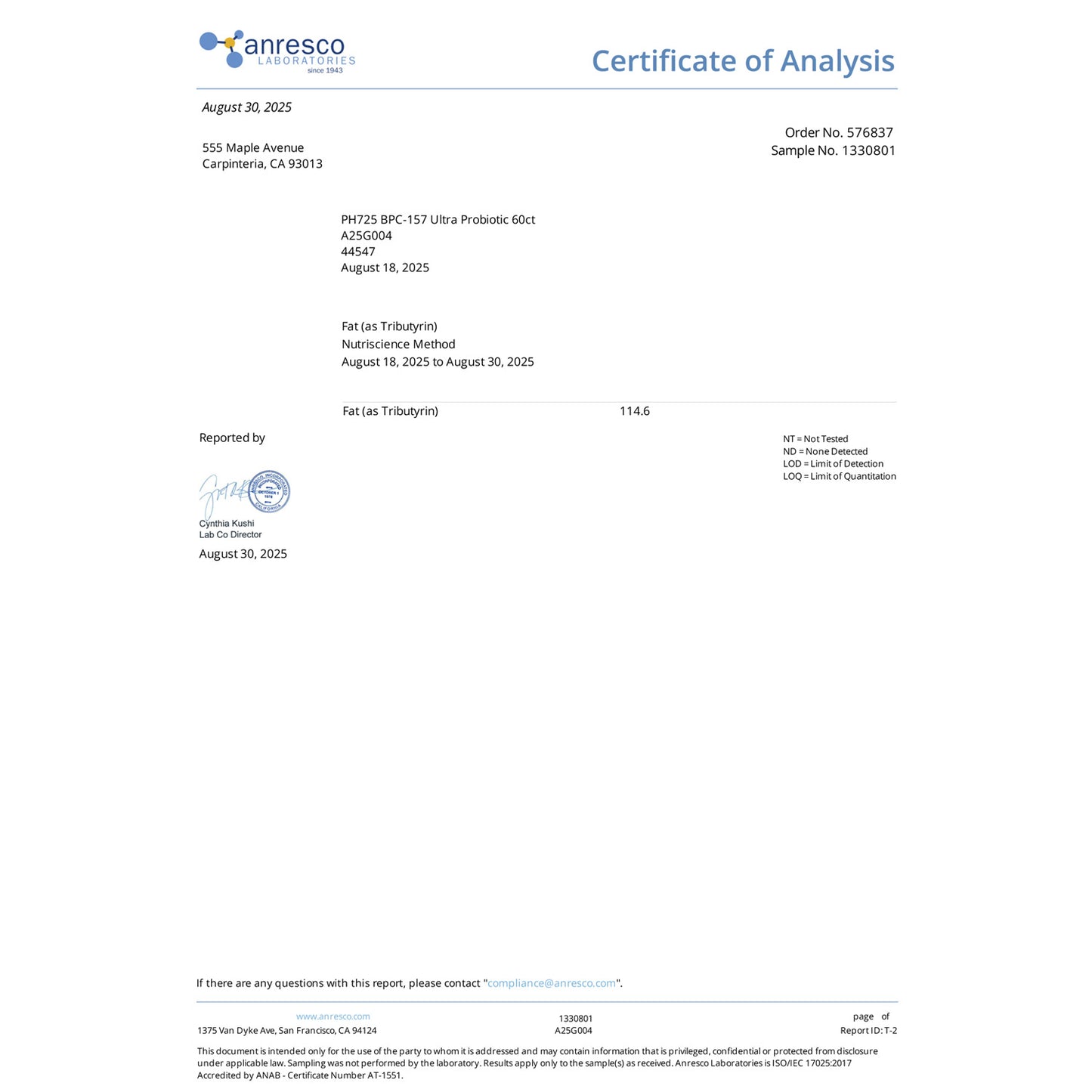 BPC-157 Ultra Probiotic Certificate of Analysis_3