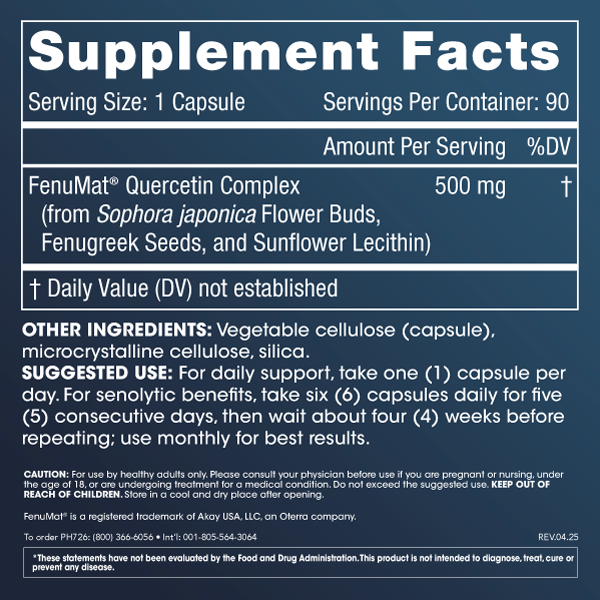 Pure Quercetin Supplement Facts Image