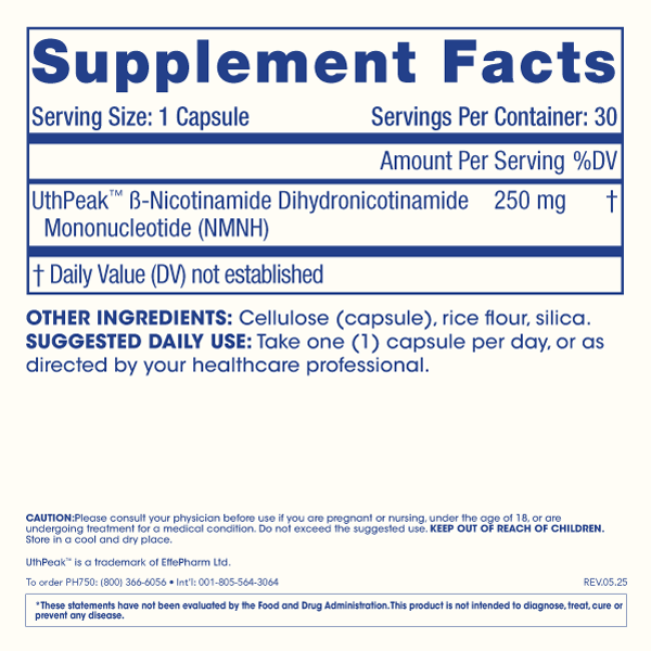 Pure NMNH 250 mg Supplement Facts Image