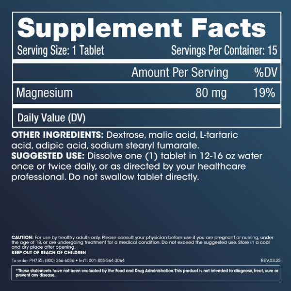 Molecular Hydrogen Longevity Water Tablets Supplement Facts