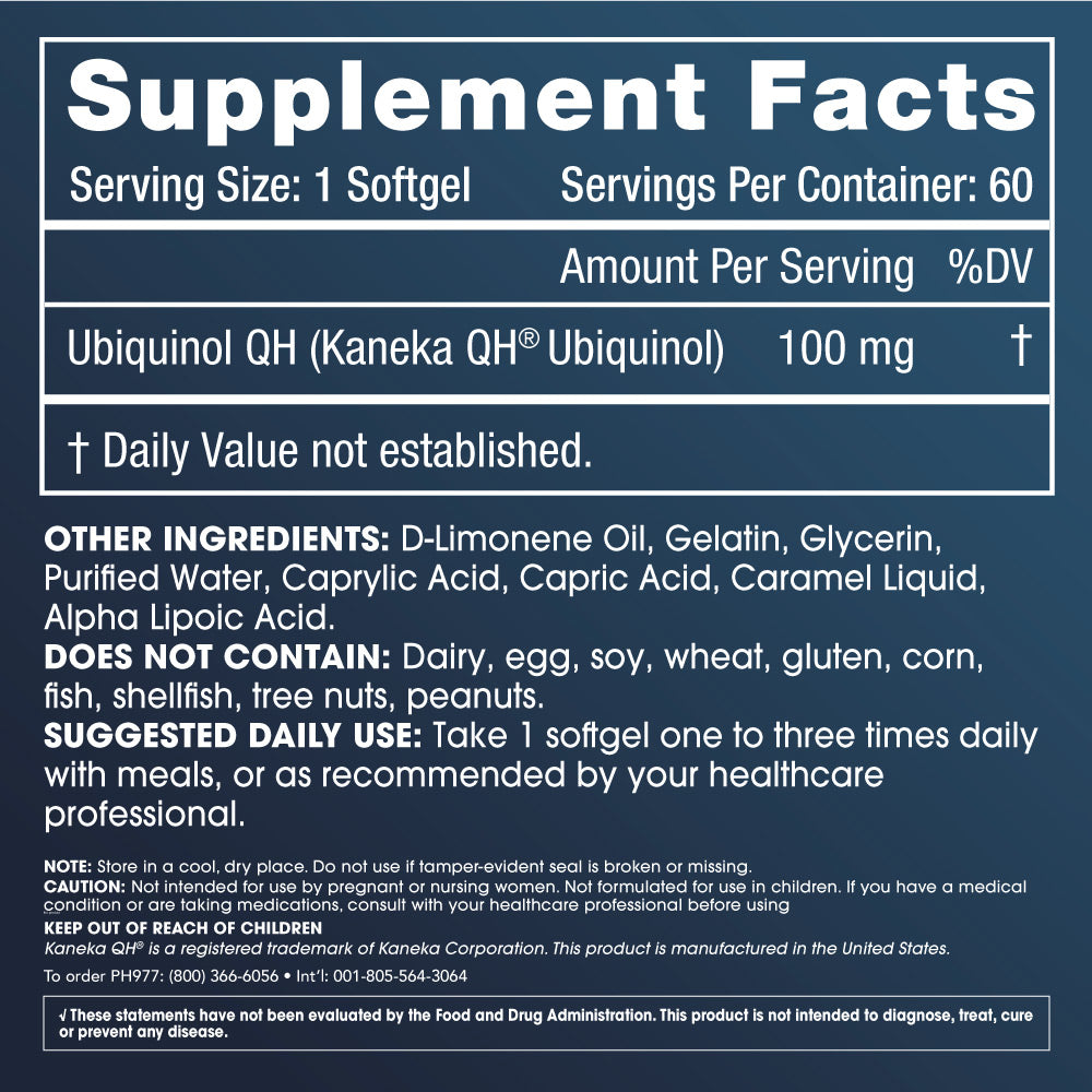 Ubiquinol CoQ-10 Supplement Facts and Label Information