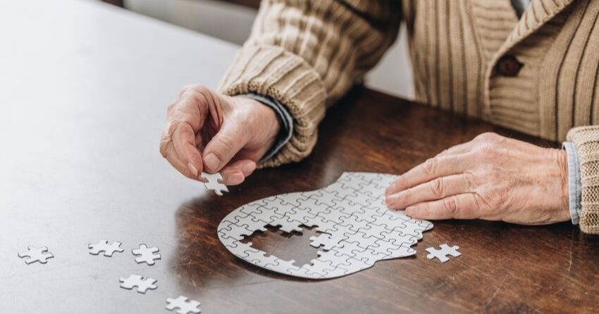 man with puzzle of brain 