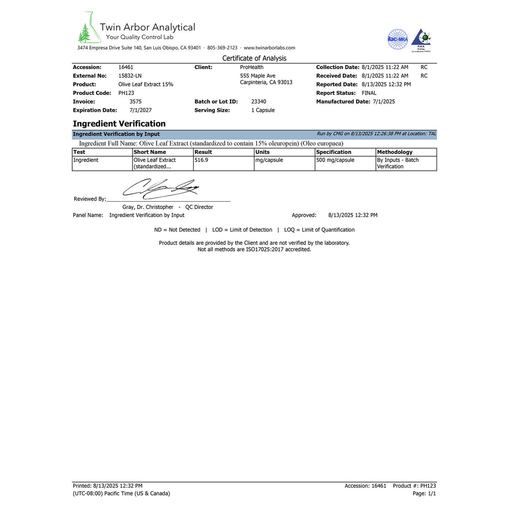 
                  
                    Olive Leaf Extract certificate of Analysis
                  
                