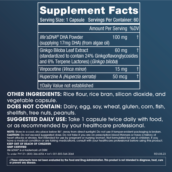 
                  
                    Think Clear Supplement Facts
                  
                