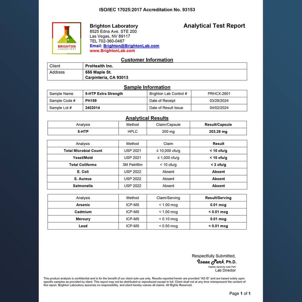 
                  
                    5-HTP Extra Strength Certificate of Analysis
                  
                