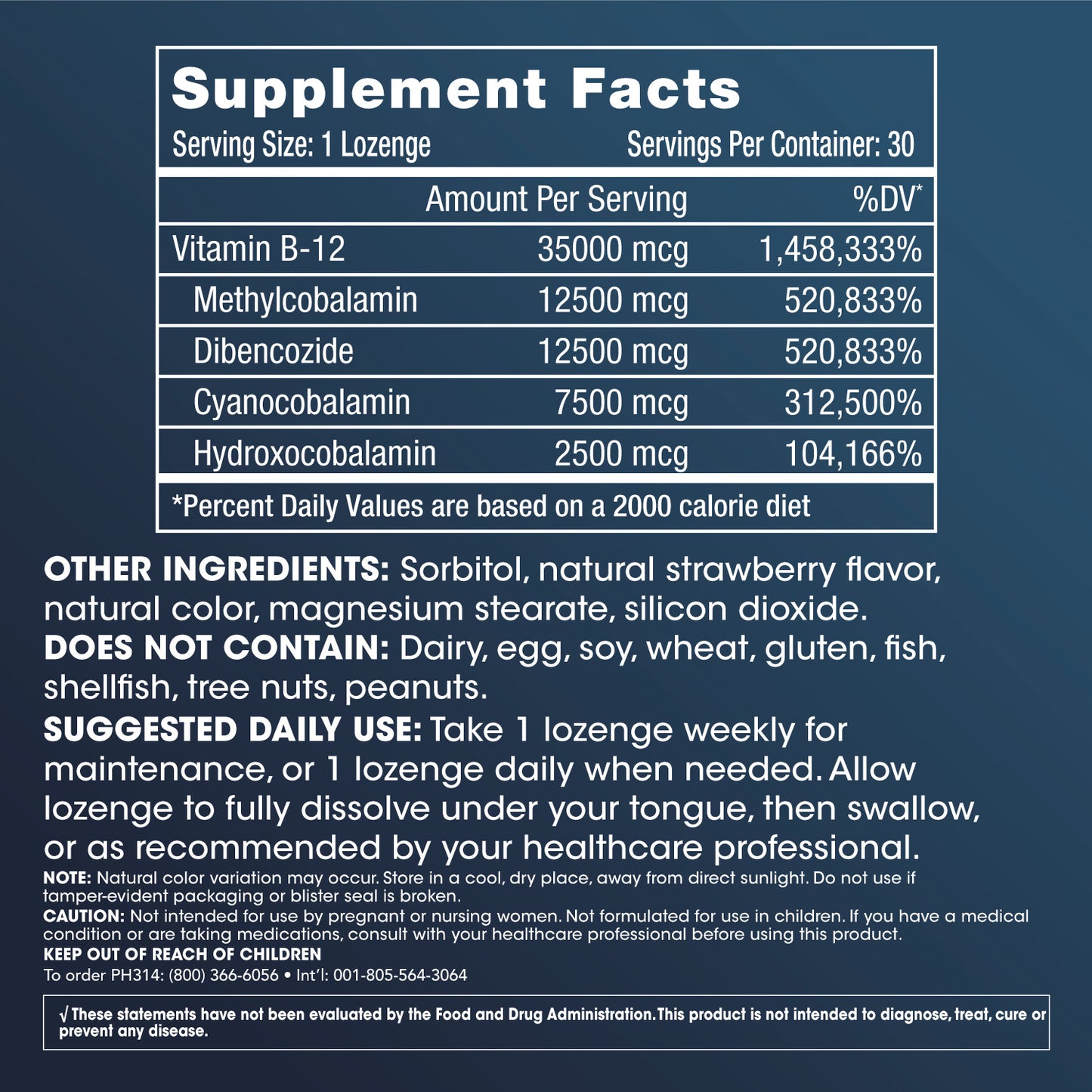 
                  
                    B-12 Extreme™ (35 mg, 30 lozenges) by ProHealth Supplement Facts and Label Information
                  
                
