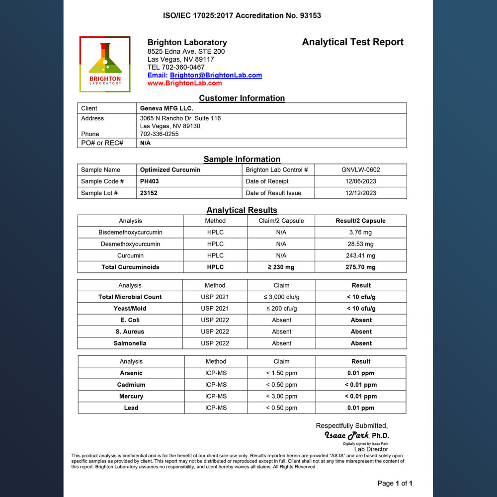 
                  
                    Optimized Curcumin Longvida® Certificate of Analysis
                  
                