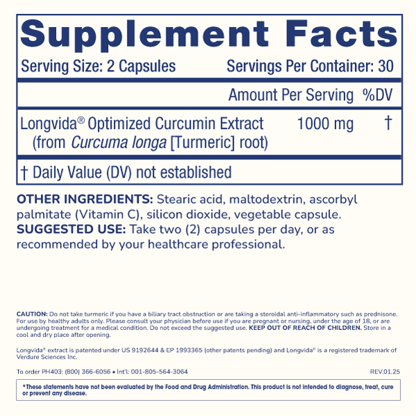 
                  
                    Optimized Curcumin Longvida Supplement Facts and Label Information
                  
                