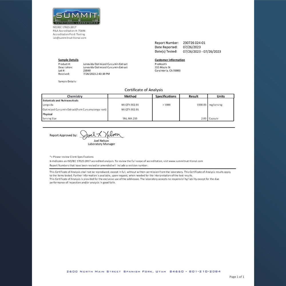 
                  
                    Optimized Curcumin Longvida Certificate of Analysis
                  
                