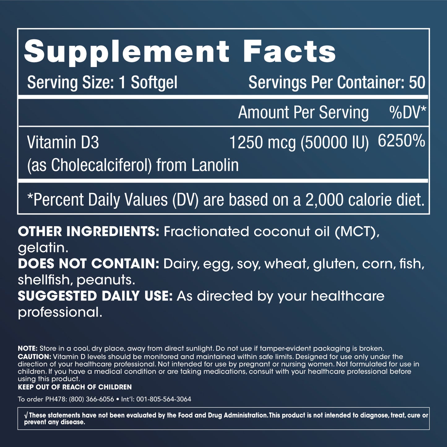 Vitamin D3 (50,000 IU, 50 softgels) by ProHealth ProHealthLongevity