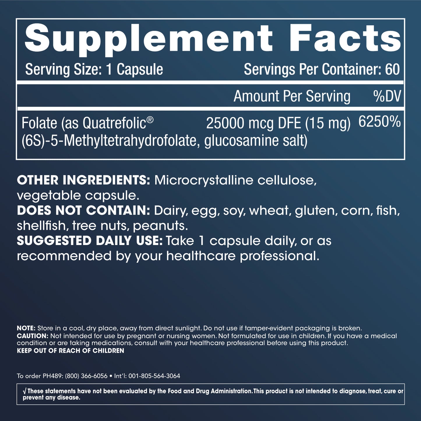 
                  
                    Metylfolat med Quatrefolic Supplement Fakta og etikettinformasjon
                  
                