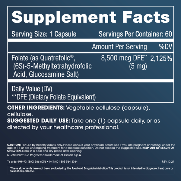 
                  
                    Methylfolate - 5 mg Supplement Facts
                  
                