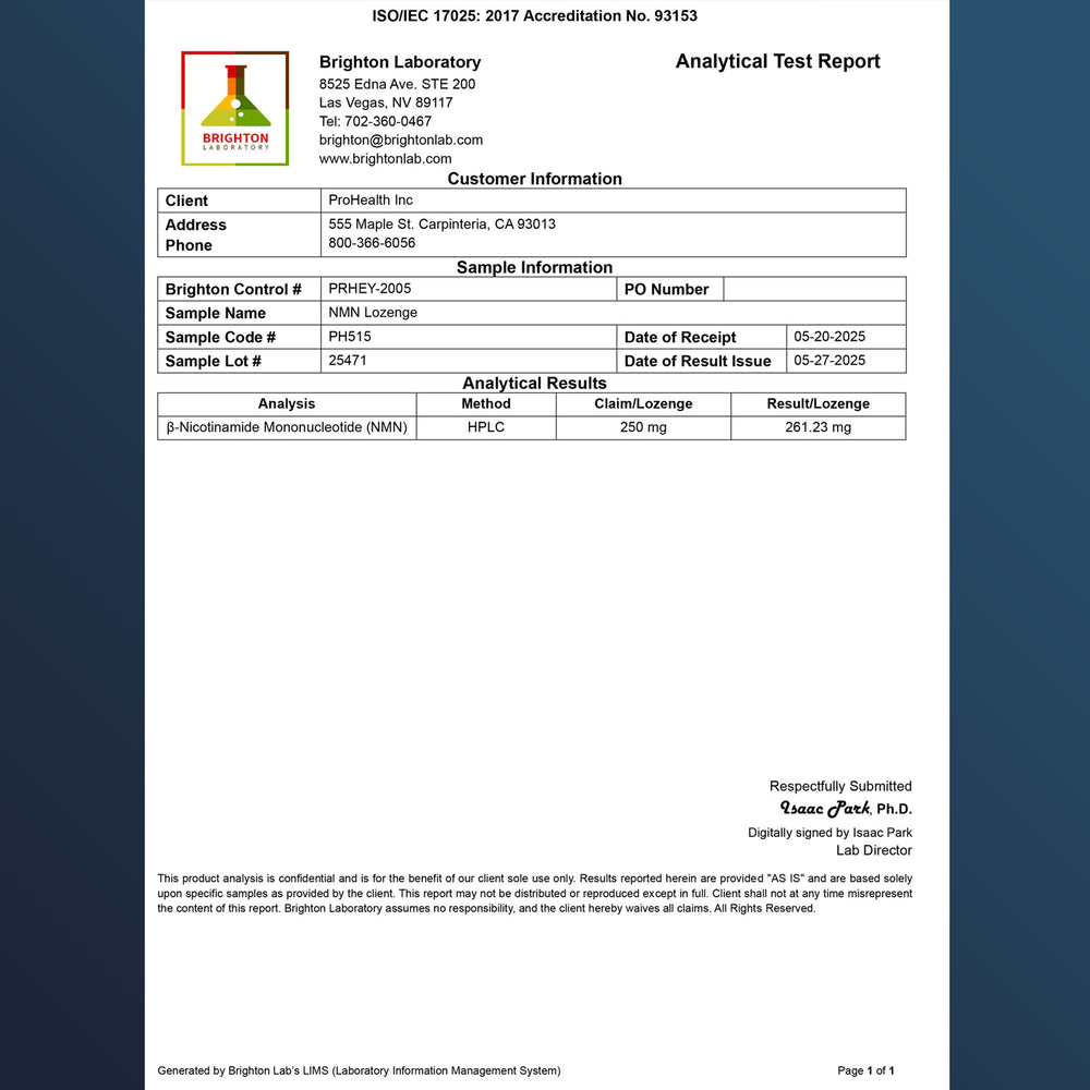 
                  
                    NMN Pro™ Lozenges Certificate of Analysis
                  
                