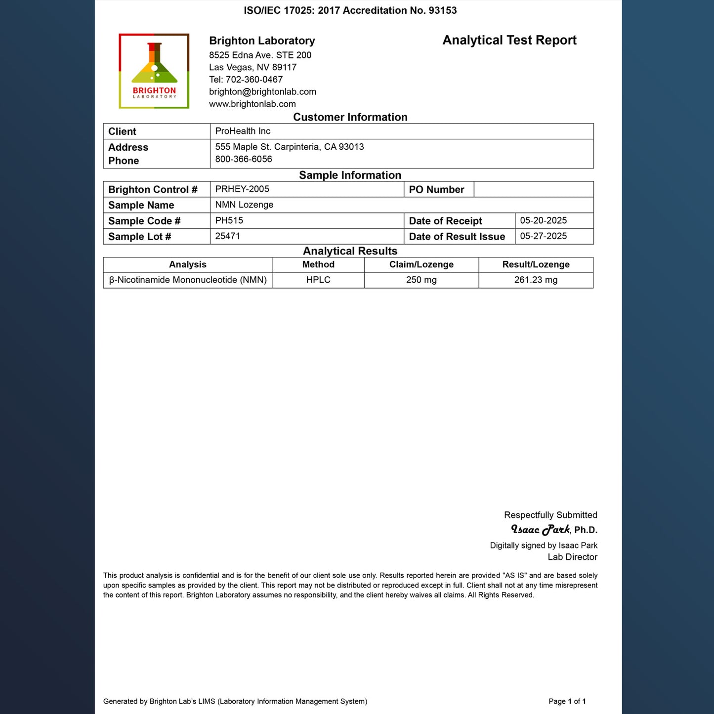 
                  
                    NMN Pro™ Lozenges Certificate of Analysis
                  
                