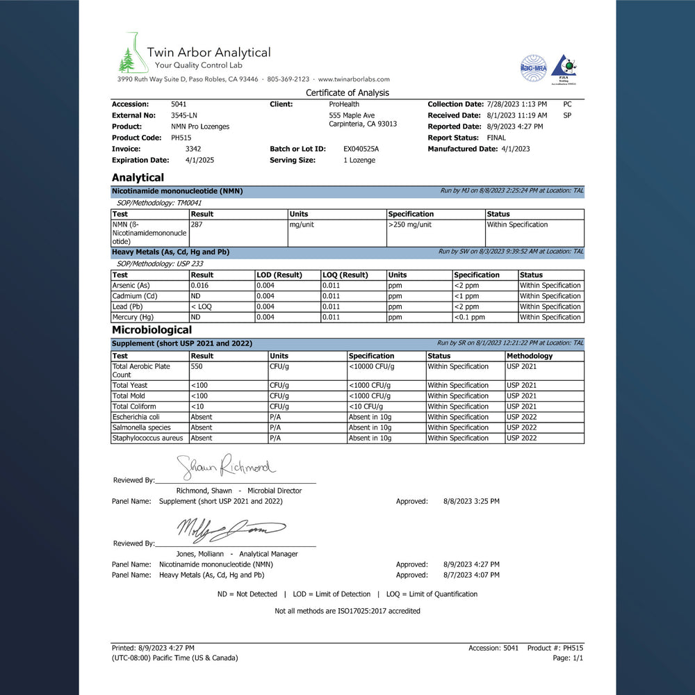 
                  
                    NMN Pro Lozenges Certificate of Analysis
                  
                