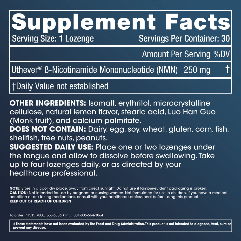 
                  
                    NMN Pro™ Lozenges Supplement Facts and Label Information
                  
                