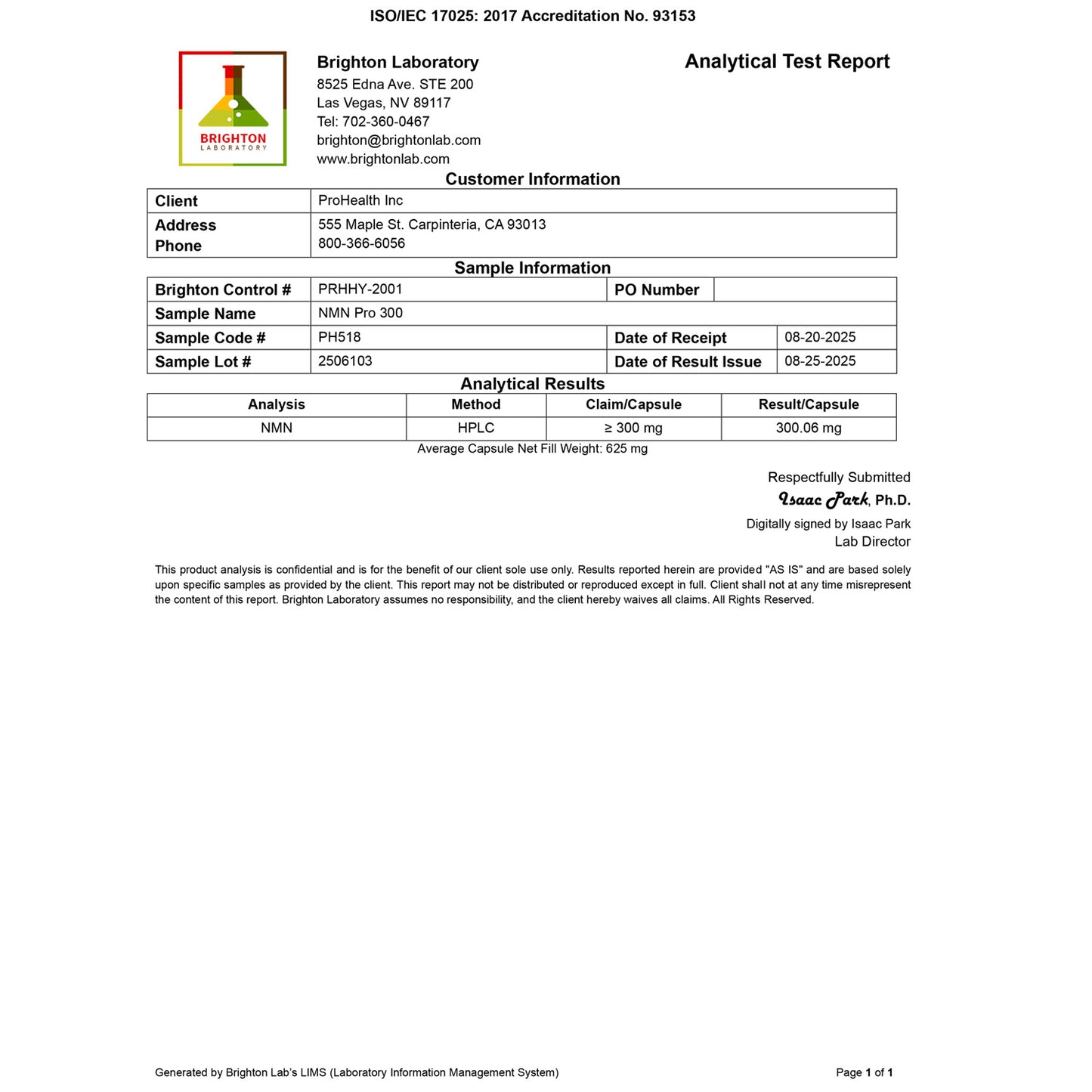 
                  
                    NMN Pro 300 Certificate of Analysis
                  
                