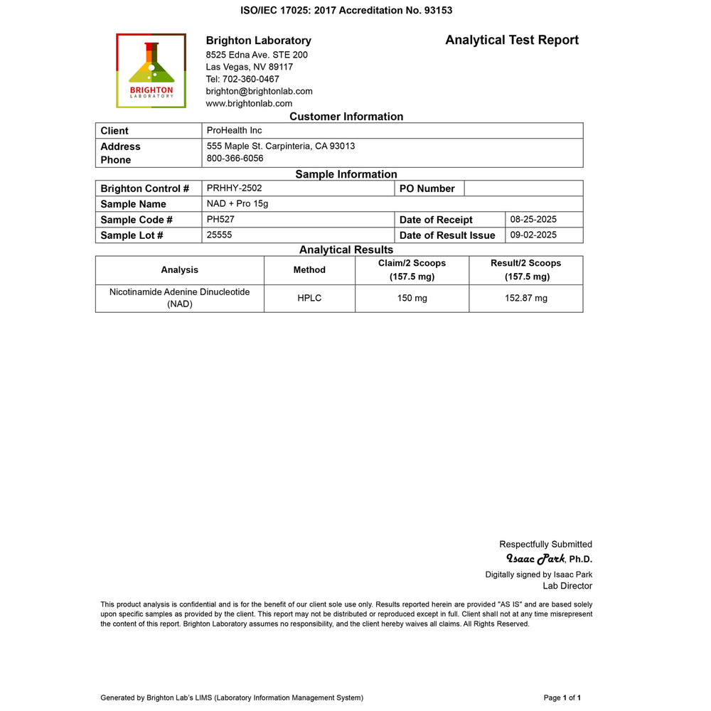 
                  
                    NAD+ Pro Powder Certificate of Analysis
                  
                