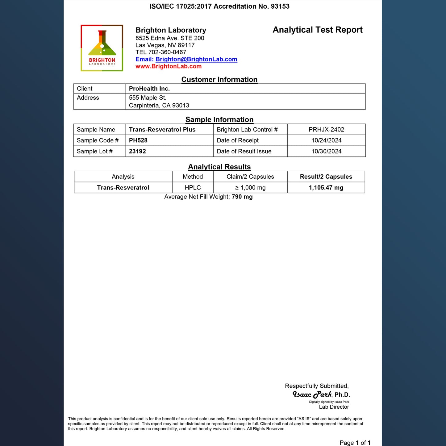 
                  
                    Trans-Resveratrol Plus Certificate of Analysis
                  
                