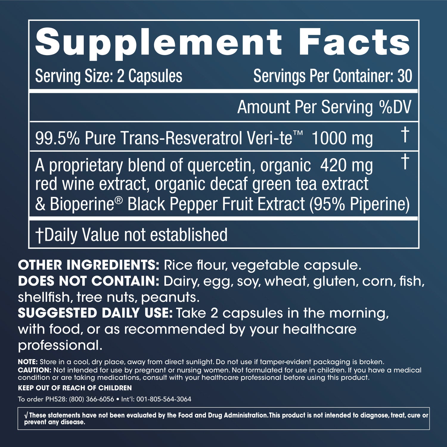 Trans-Resveratrol Plus Supplement Facts and Label Information