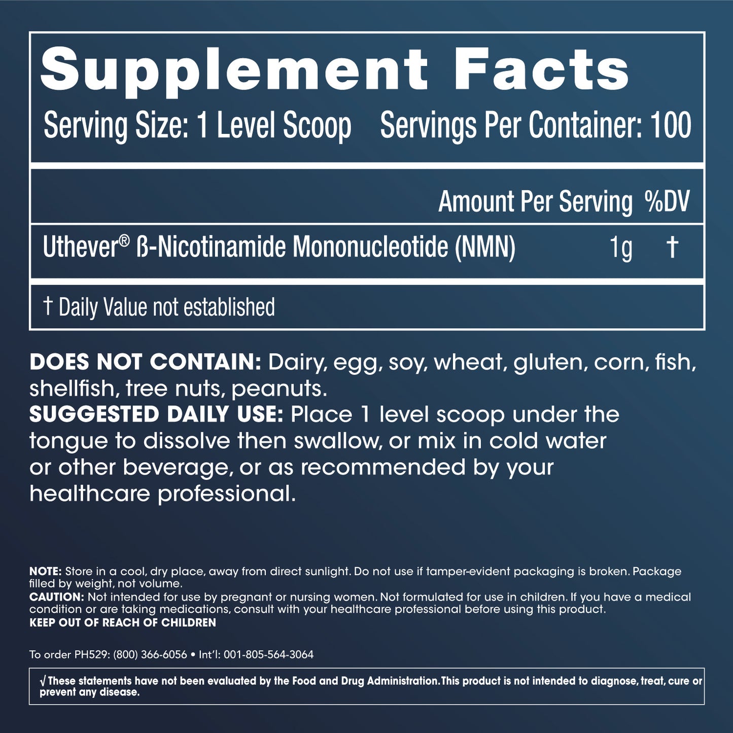 
                  
                    NMN Pro™ Powder 100 gram Kompletterande fakta och etikettinformation
                  
                