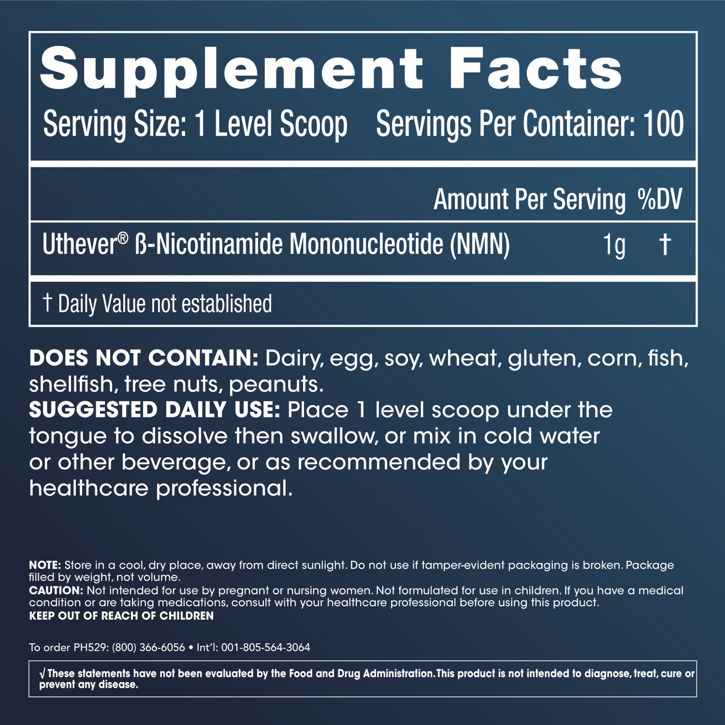 
                  
                    NMN Pro™ Powder 100 grams Supplement Facts and Label Information
                  
                