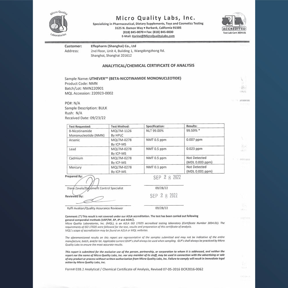 
                  
                    NMN Pro Pure NMN Powder Certificate of Analysis
                  
                