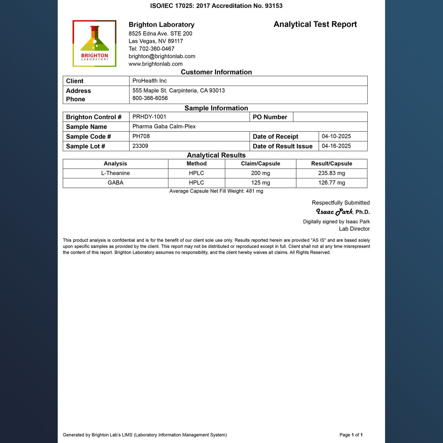 
                  
                    TMG Pro Powder Certificate of Analysis
                  
                