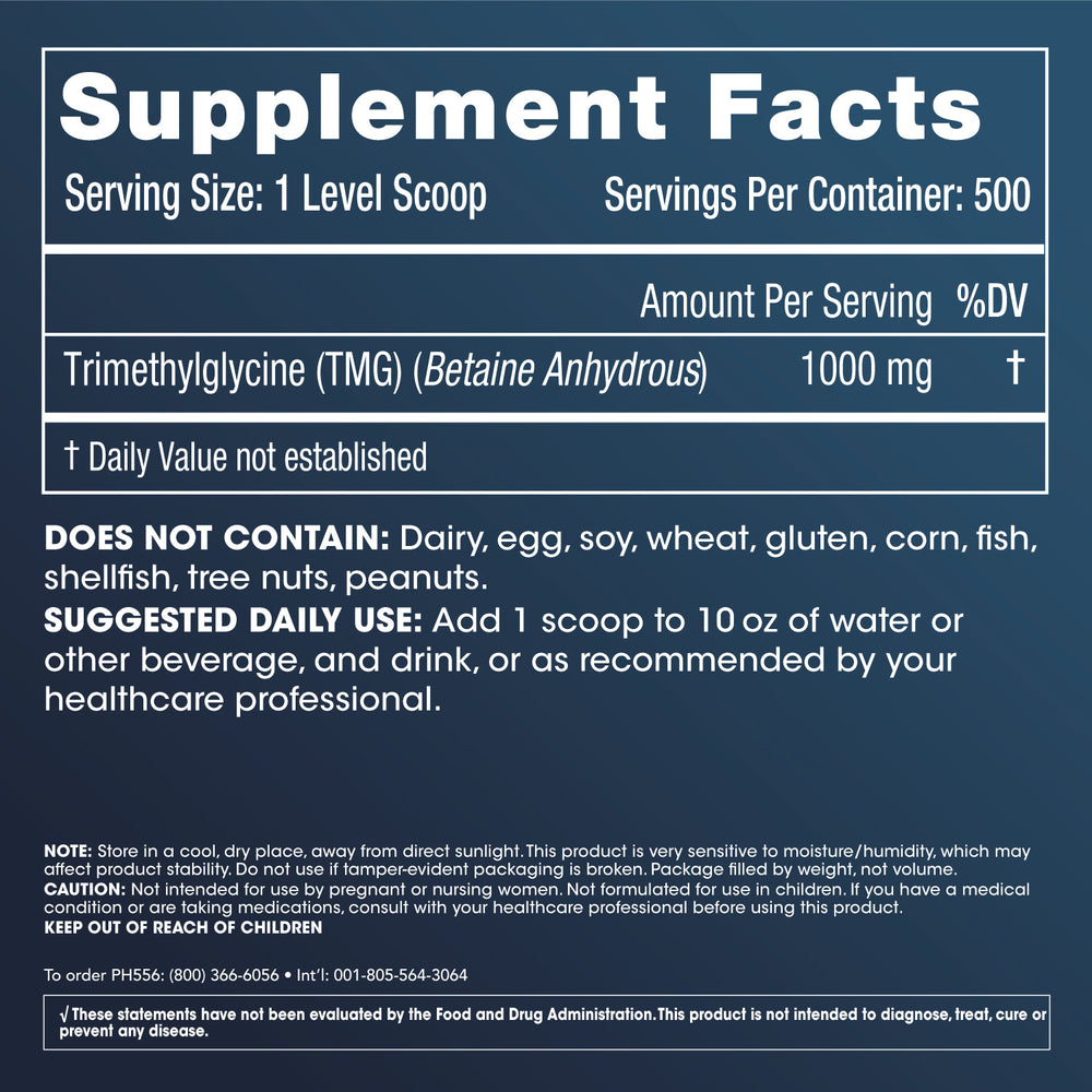 
                  
                    TMG Pro Pure TMG Powder Supplement Facts and Label Information
                  
                