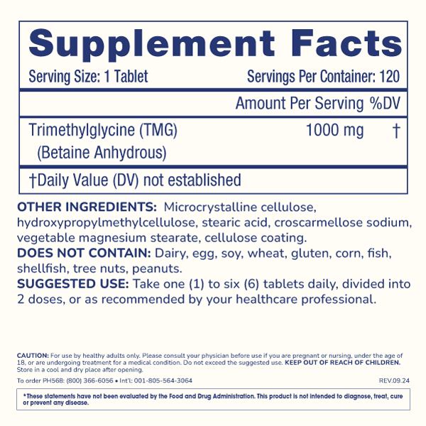 
                  
                    TMG Pro Tablets Supplement Facts and Label Information
                  
                