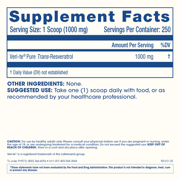 
                  
                    Trans-Resveratrol Pure Micronized Powder - 250 grams
                  
                