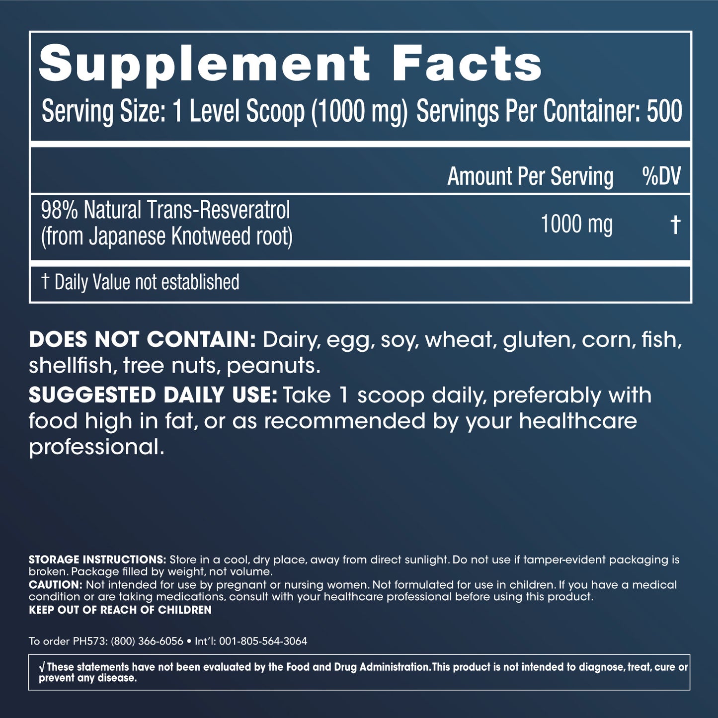 
                  
                    Bulk Micronized Trans-Resveratrol Supplement Facts Image
                  
                