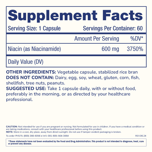 
                  
                    Niacinamide Flush-Free Vitamin B3 Supplement Facts and Label Information
                  
                
