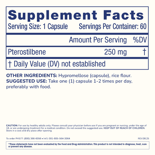 
                  
                    Pterostilbene Pro 250 - 250 mg, 60 capsules - 3 pack
                  
                