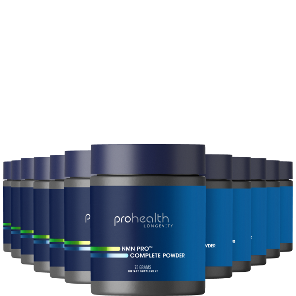 NMN Pro™ Complete NMN, Trans-Resveratrol, TMG 75 grams 12-Pack Product Image
