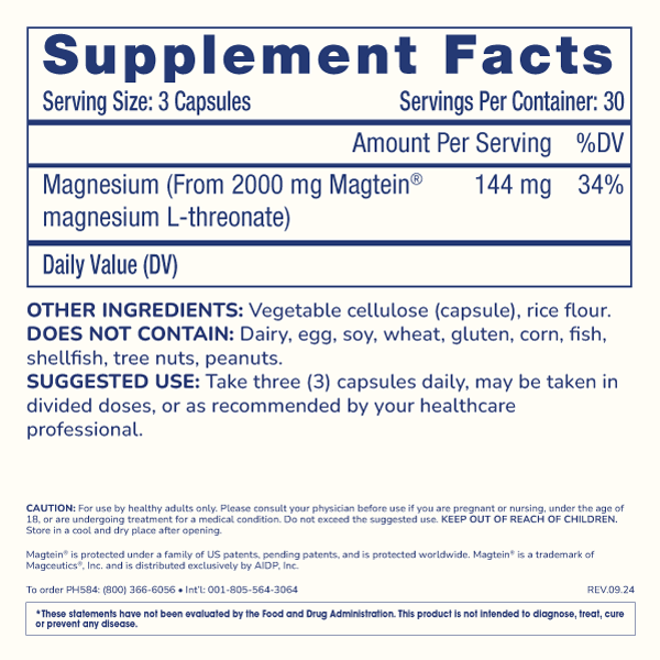 
                  
                    Brain-Mag Pro Magnesium L-Threonate Supplement Facts and Label Information
                  
                