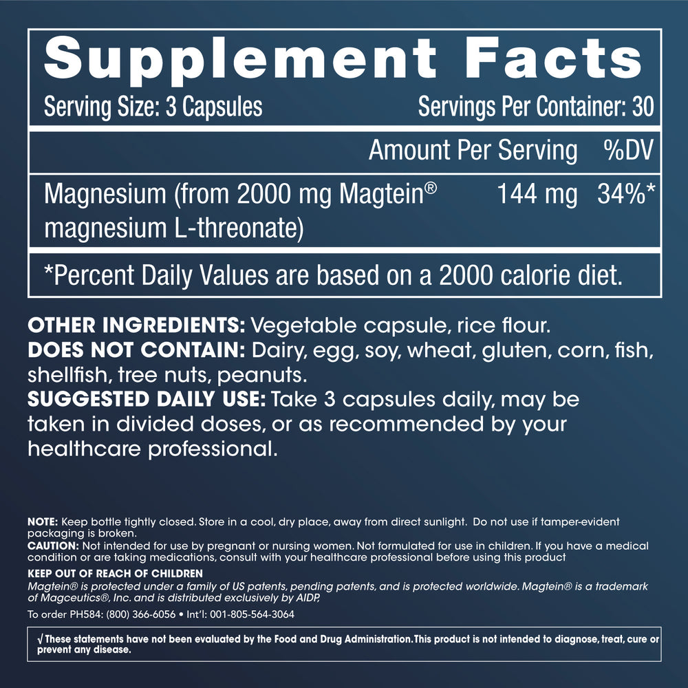 
                  
                    Brain-Mag Pro Magnesium L-Threonate Supplement Facts and Label Information
                  
                