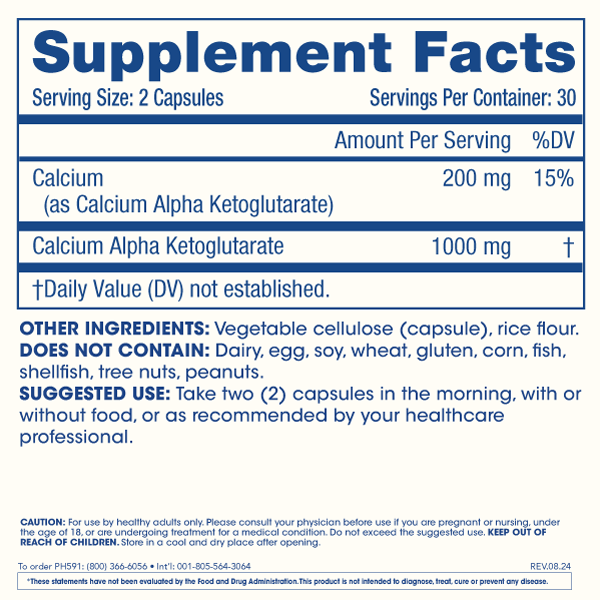 
                  
                    Calcium AKG Longevity Supplement Facts and Label Information
                  
                