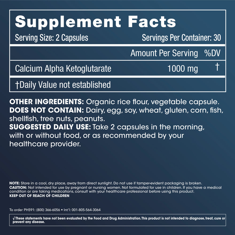 Calcium AKG Longevity Supplement Facts and Label Information